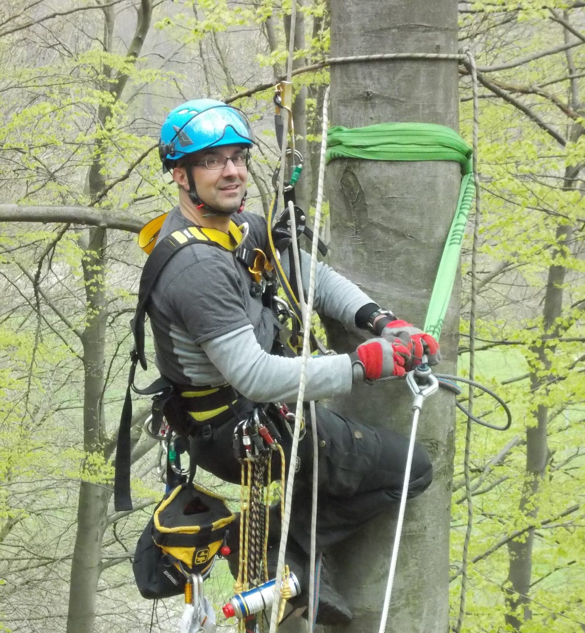 Kletterer beim Bau eines Seilgartens